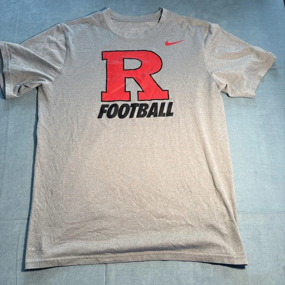 Nike Rutgers Football Dri-FIT T-Shirt Mens Gray Scarlet Knights NCAA Training